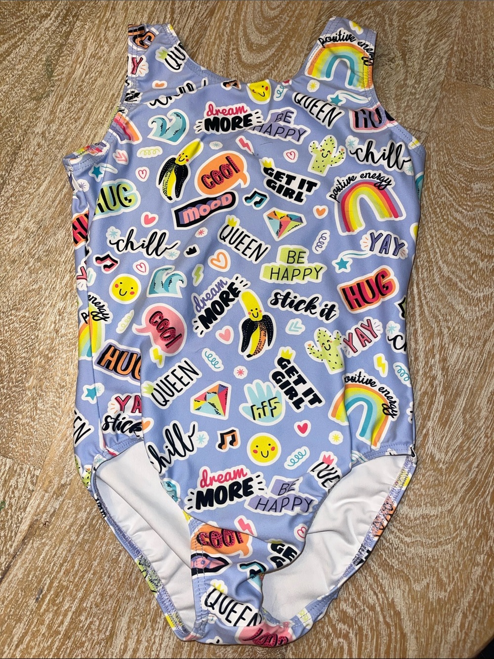 Girls' Rainbow Cactus Banana Queen Cool Print Leotard - Multicolor Medium